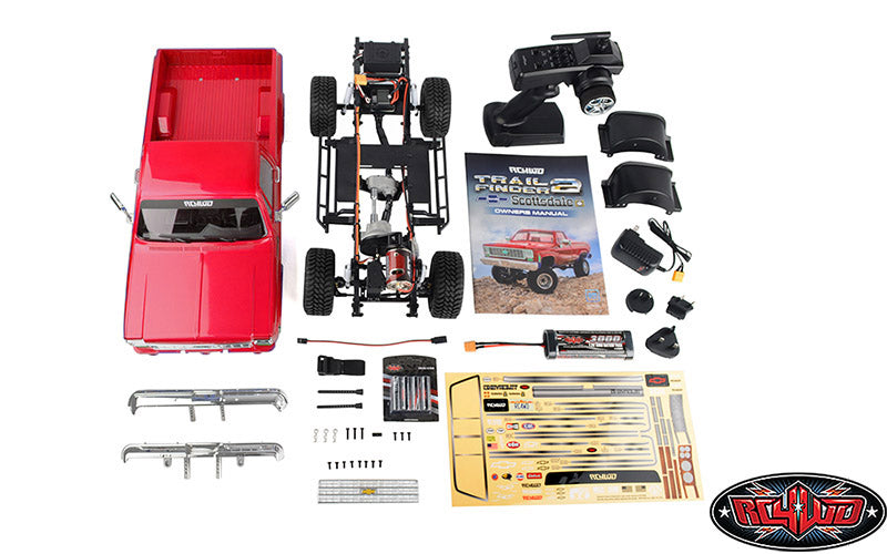 RC4WD Trail Finder 2 "LWB" RTR W/ Chevrolet K10 Scottsdale Hard Body Set (Red)