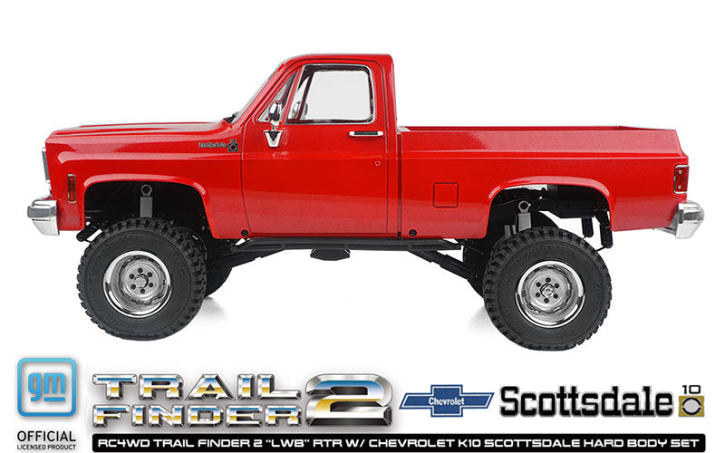 RC4WD Trail Finder 2 "LWB" RTR W/ Chevrolet K10 Scottsdale Hard Body Set (Red)