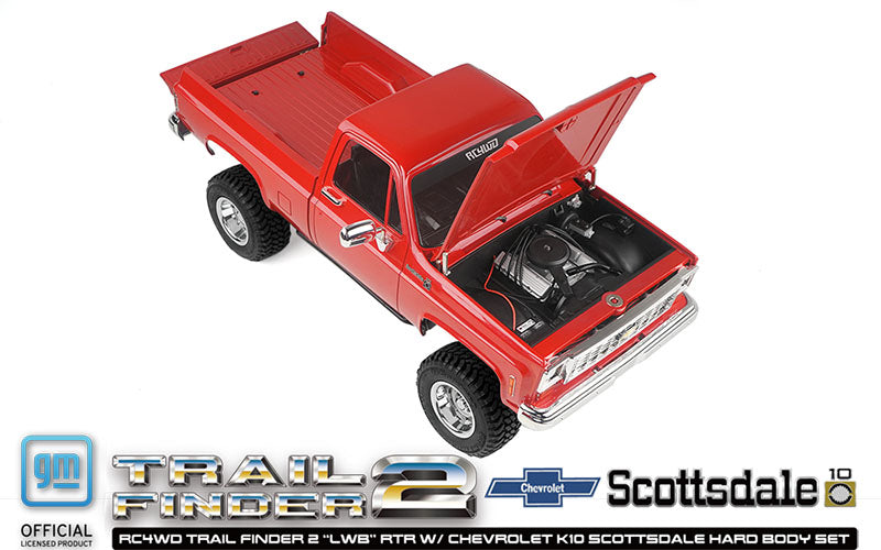 RC4WD Trail Finder 2 "LWB" RTR W/ Chevrolet K10 Scottsdale Hard Body Set (Red)