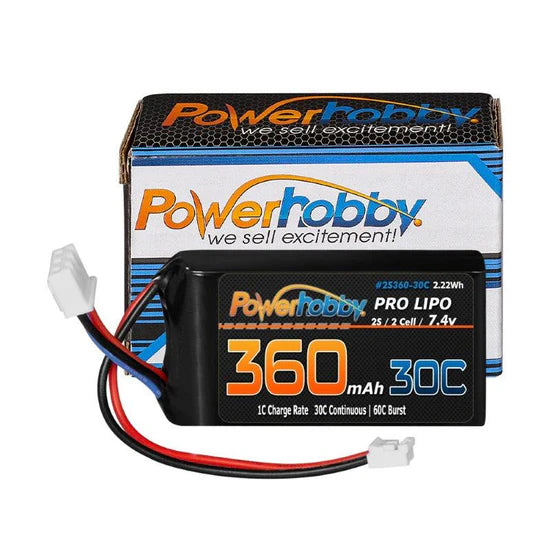 Power Hobby 360mAh 2S 30C LiPo Battery: Axial SCX24 PHB2S36030