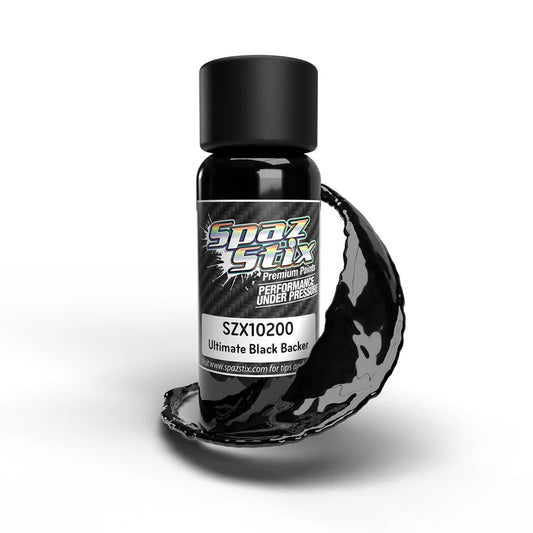 SPAZ STIX - ULTIMATE BLACK BACKER FOR MIRROR CHROME, AIRBRUSH READY PAINT, 2OZ BOTTLE SZX10200