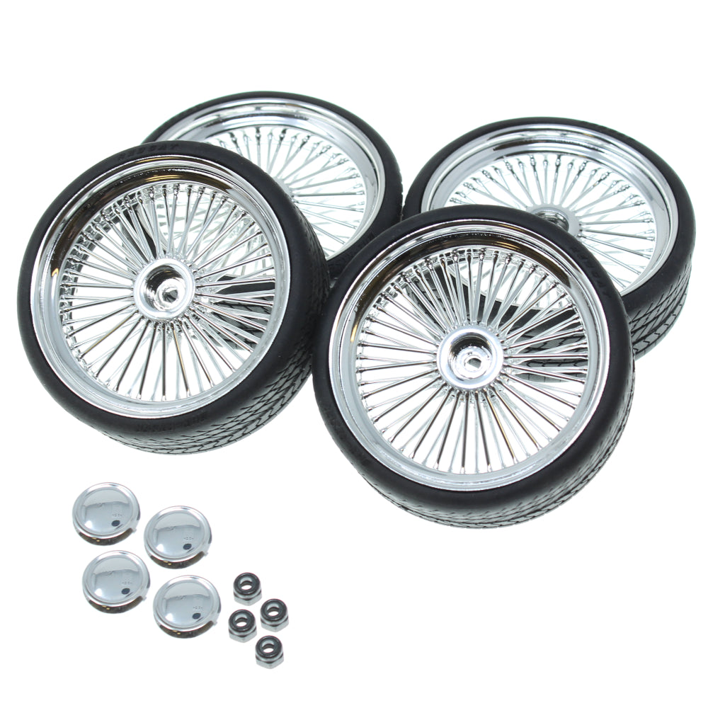 Chrome 26” Wire Wheel & Tire Set